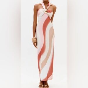 VESTIDO SUPER MIDI ESTAMPADO FRENTE ÚNICA